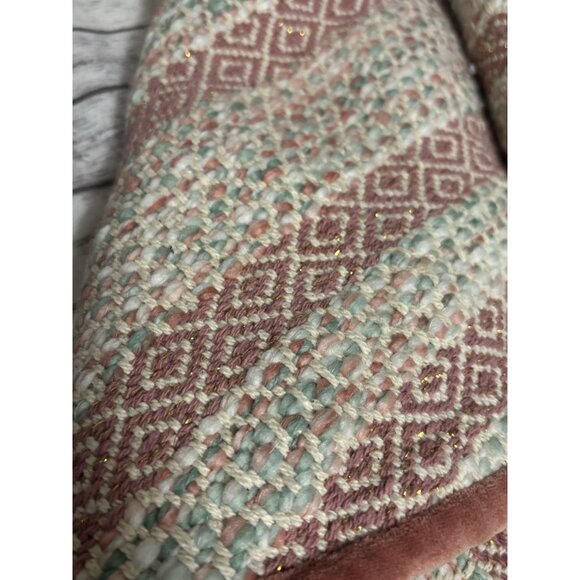 Pink Green Aspen Woven Knit Tree Skirt with Velvet Trim, 48" - Picture 4 of 10